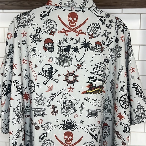 Funny Guy Creation Mens Shirt Button Up Pirates Octopus Skeleton Pirate Size XXL - Picture 5 of 5
